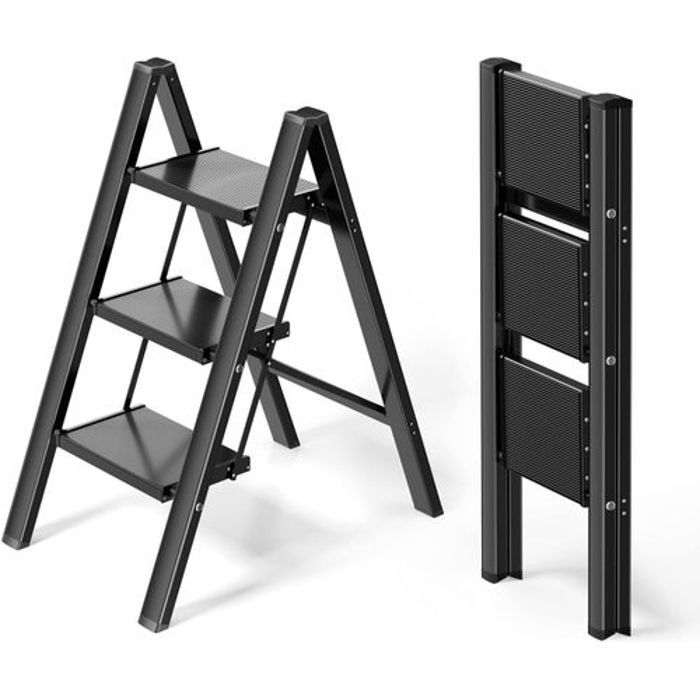 Échelle Pliante à 3 Étages en Aluminium,Escabeau polyvalente
