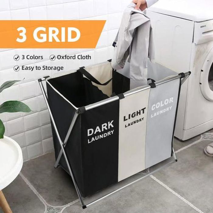Panier à Linge - Non spécifié - 135L - Pliable - 3 Compartiments - Aluminium Durable