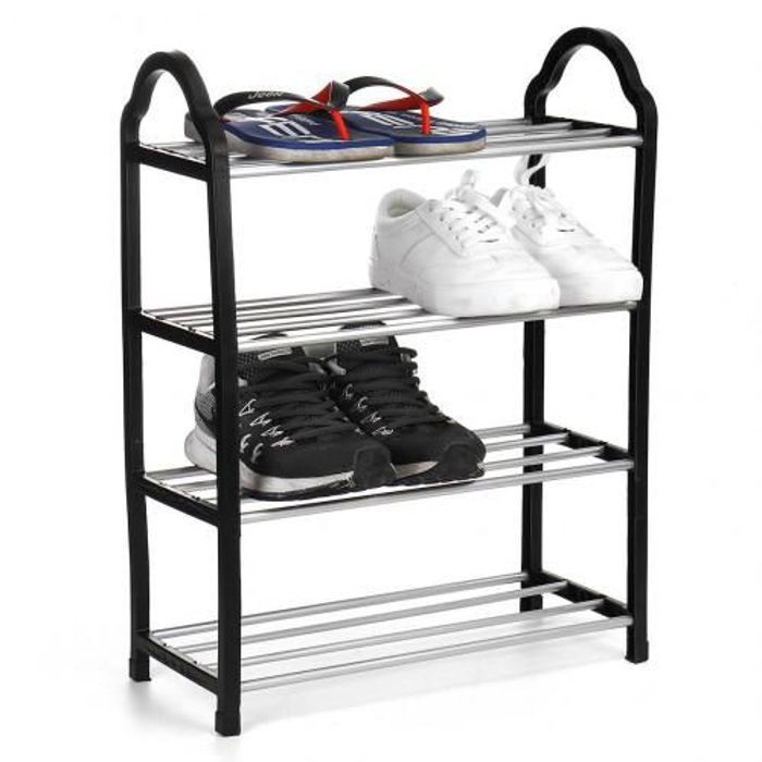 Étagère Simple en Métal Noir,Support de Rangement,Économiseur d'Espace,Organisateur de Chaussures