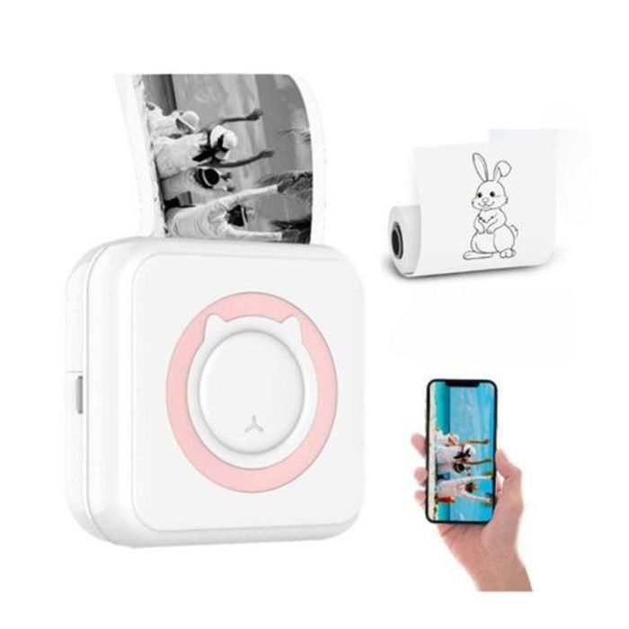 Mini-imprimante thermique portable sans fil avec câble et un rouleau de papier