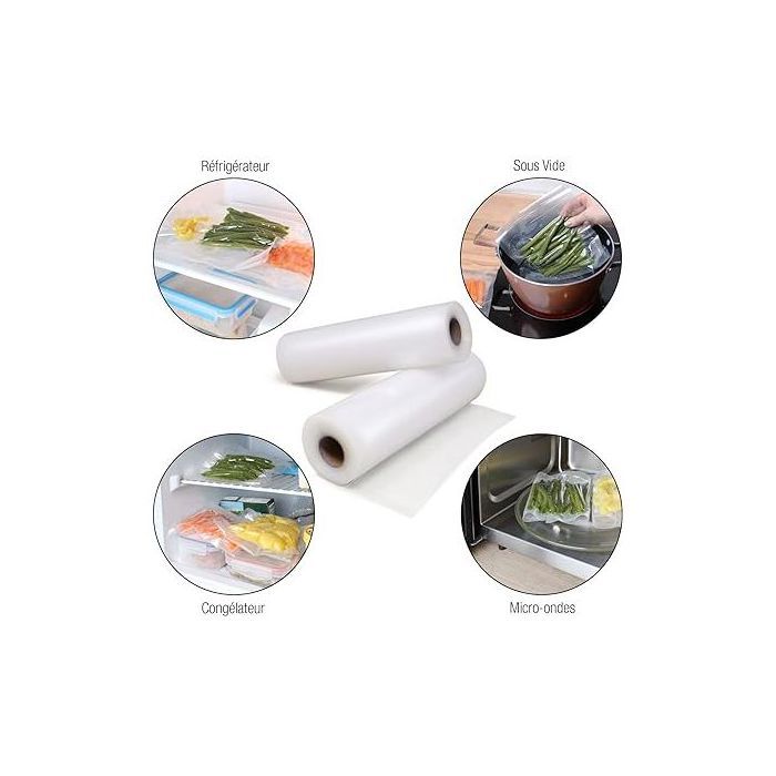 2x Rouleau Sachet de conservation des aliments pour sous vide Sacs réutilisables .