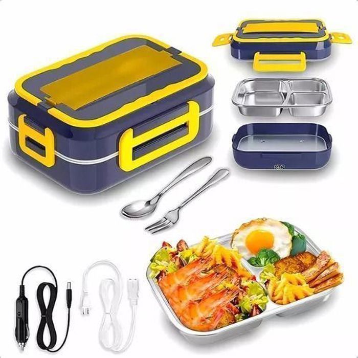 Lunch Box Chauffante Électrique Inox – Pour Bureau, Voiture et École