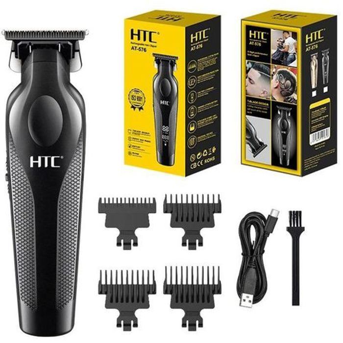Htc AT-576 Tondeuse à cheveux professionnelle à faible bruit, Ensemble de tondeuses électriques pour hommes, tondeuse de barbier