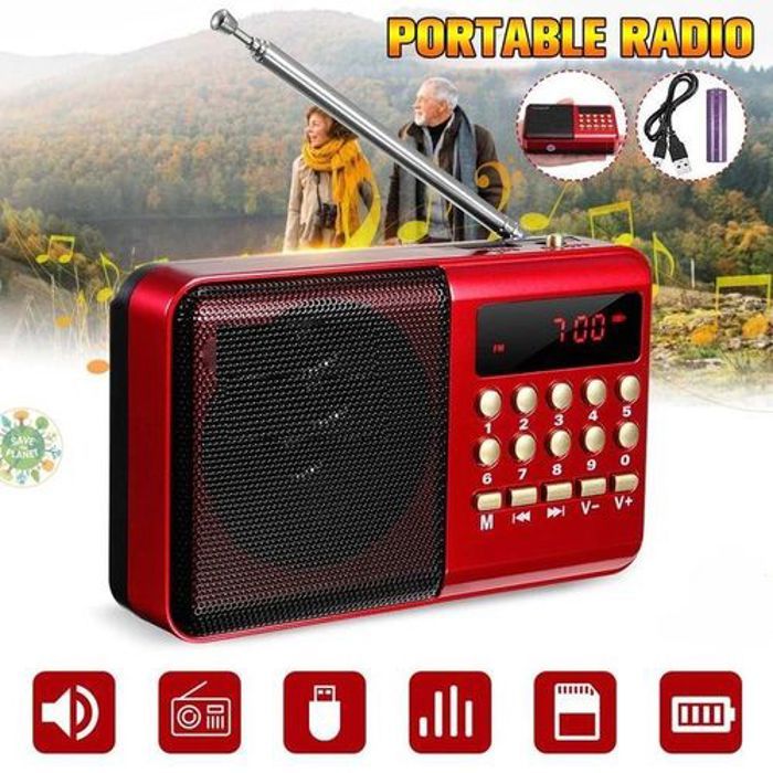 Radio FM Portable - JOC - Haut-parleur Numérique - Rechargeable - Entrée 3,5 mm - USB