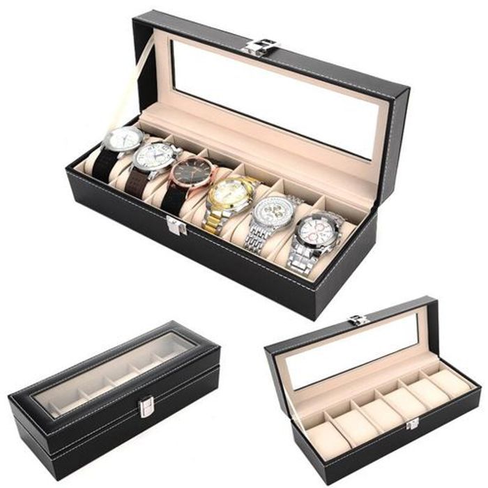 Boîte à montres avec toit ouvrant, Boîte de rangement montres, vitrine de montre, Boîte à montres