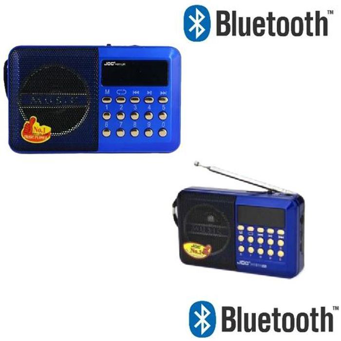 Radio Portable FM - JOC - H011BT - Bluetooth - Rechargeable - Haut-parleur intégré