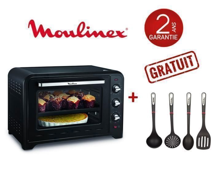 Four Elec OPTIMO 60L 2200W Noir OX495810 MOULINEX+PENDERIE NOIRE 4PCS INGENIO K206S414 TEFAL (Louche, Ecumoire, Cuillère et Spatule
