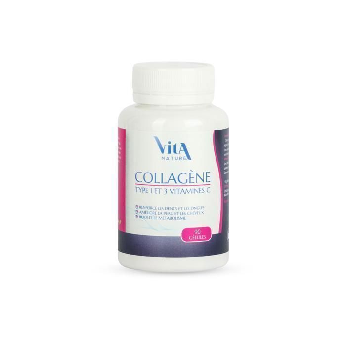 Collagène Type 1 et 3 +Vitamine C Vita Nature Plus 90 Gélules
