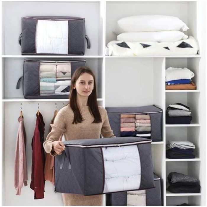 Sac de rangement - Non spécifié - Pack de 3 - Grande capacité - Tissu spunbond - Fenêtre transparente