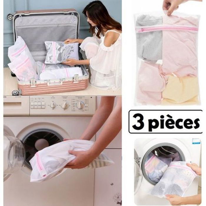 Miniso 3 pièces Sacs pliables organisateur Protection de sous-vêtements Machine à laver