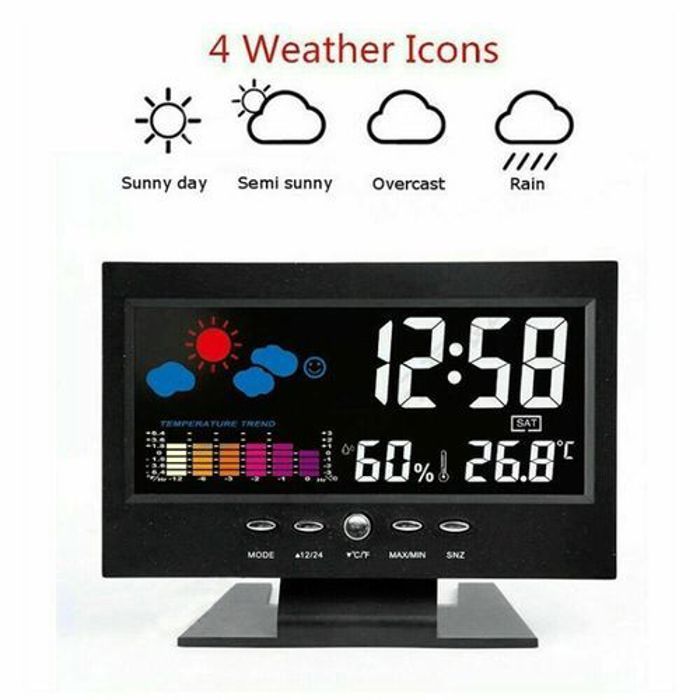 Réveil de projection, calendrier à écran couleur, affichage LCD