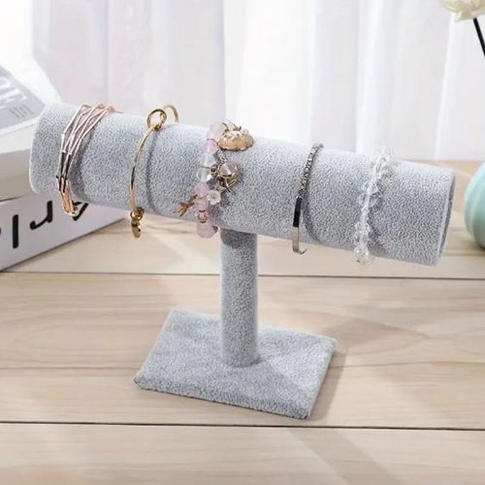 Présentoir à Bijoux T-Bar en Velours, Support de montres et bracelets, Gris