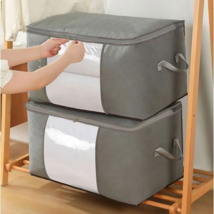 Sac de rangement - Non spécifié - Pack de 2 - Grande capacité - Tissu spunbond - Fenêtre transparente