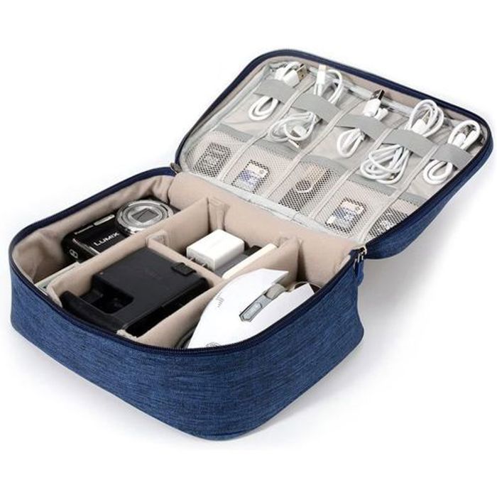 Sac de rangement de câbles - MARQUE - Modèle - Tissu imperméable - 5 compartiments - Portable