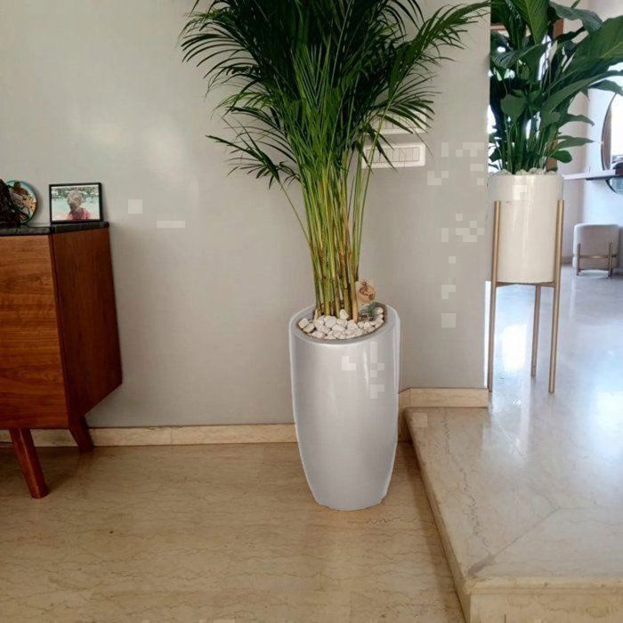 Vase fleurs pour décoration intérieure et extérieure pot blanc sans plantes Ø 32 x H 60 cm)