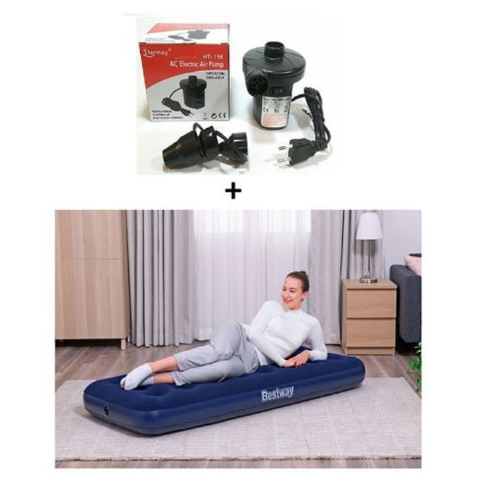 Bestway Matelas gonflable 1 place  avec Pompe Gonfleur Electrique 1.85 x 76 cm