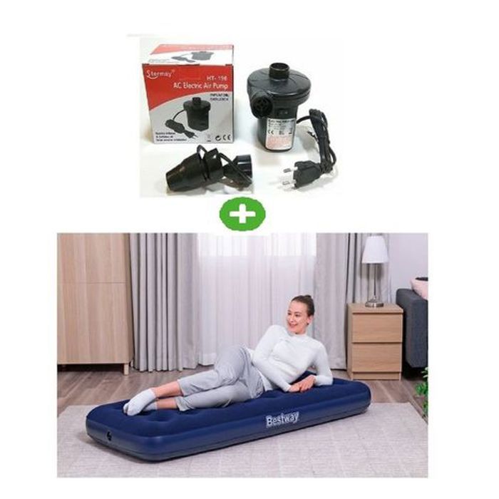 Bestway Matelas gonflable 1 place avec gonfleur,pompe 1.85 cm x 76 cm
