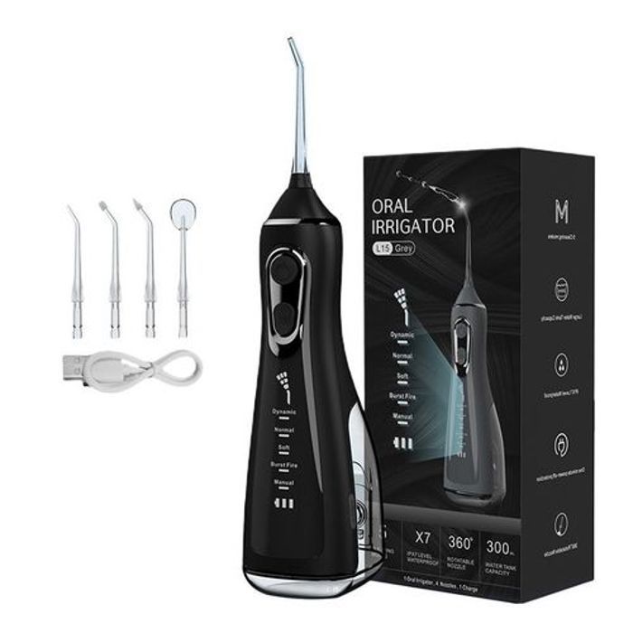 Irrigateur buccal, détartreur dentaire, 5 vitesses réglables, jet d'eau dentaire portable - 300 ml