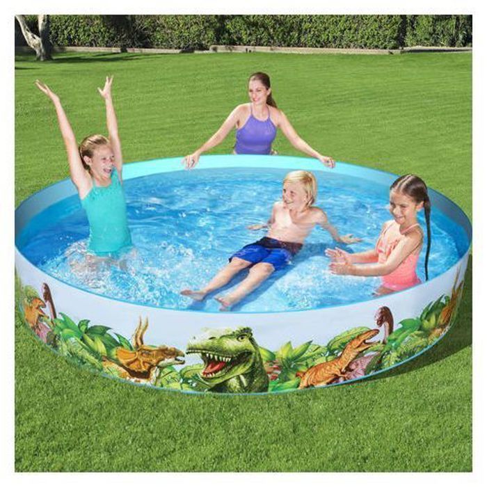 Piscine - Bestway - Fun Dinosaure - PVC robuste - 183x38 cm - 946 L