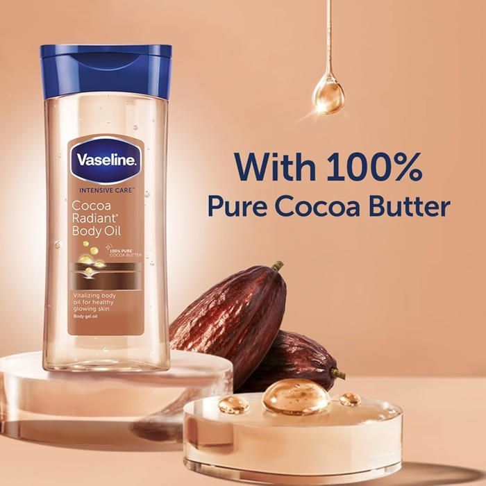 Huile Corporelle - Vaseline - Cocoa Radiant - 200 ML - Hydratation - Peau Éclatante - Non Grasse