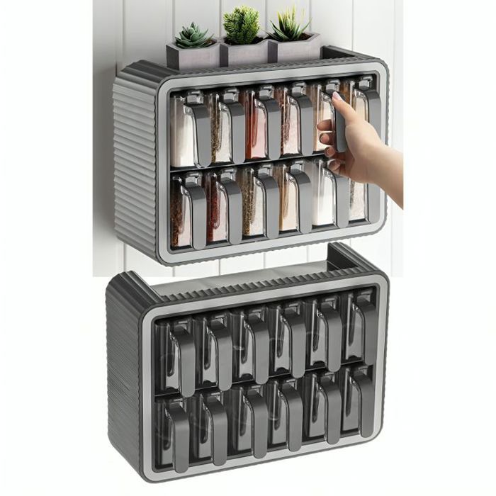 Rangement épicier 12 boîte en plastique de cuisine pratique avec cuillères Intégrées