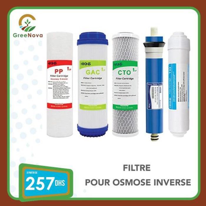 Greenova Pack Membran 75GPD + 4 Cartouches de rechange pour tous types d'osmoseurs