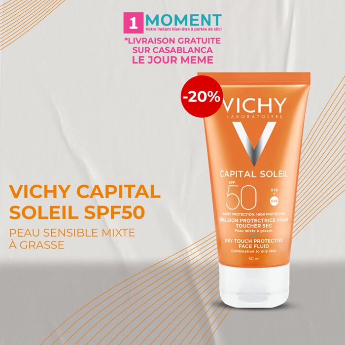 Émulsion solaire - Vichy - Capital Soleil - SPF50 - Peau sensible - Non gras - 50ml