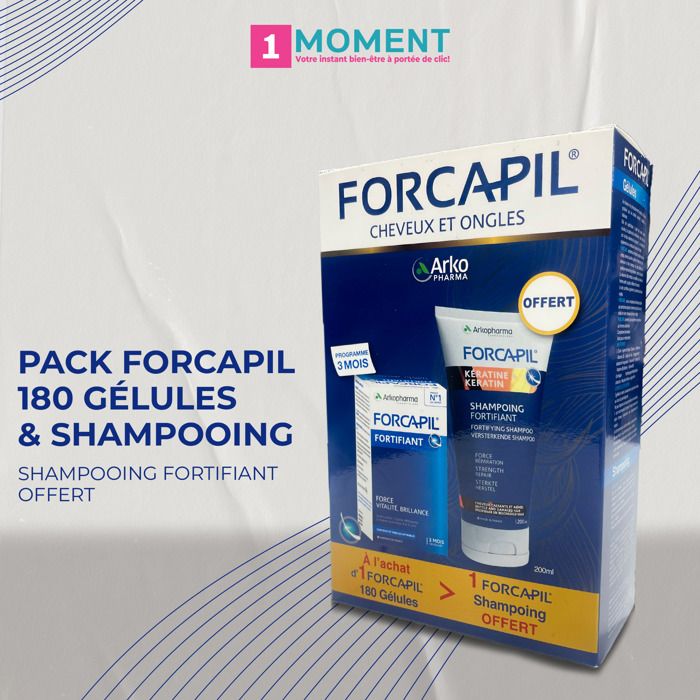 FORCAPIL PACK FORCAPIL FORTIFIANT 3MOIS 180GEL + SHAMPOING FORTIFIANT KERATINE 200ML OFFERT