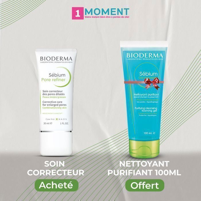 Soin dermatologique - Bioderma - Sebium Pore Refiner - 30ml - Gel nettoyant 100ml - Non comédogène
