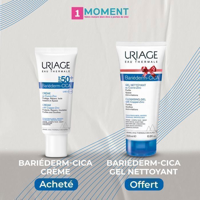 Soins dermatologiques - URIAGE - Bariederm Cica Creme SPF50+ - 40ml - Cica gel - Hypoallergénique