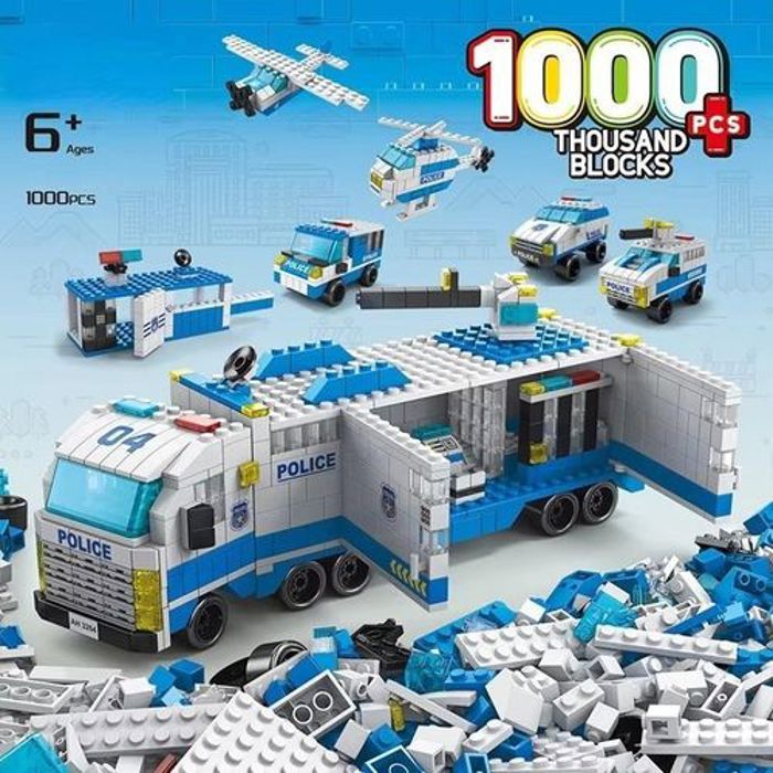 Lele Brother Bloc de construction modèle Voiture de police, 1000 pièces (legos)