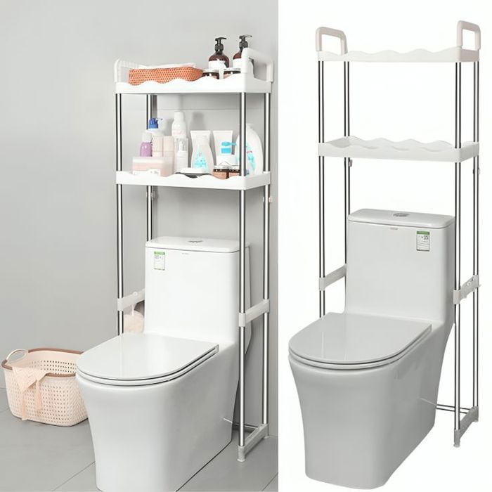 Etagere de salle de bain à 2 niveaux, étagère en acier inoxydable de 20 kg