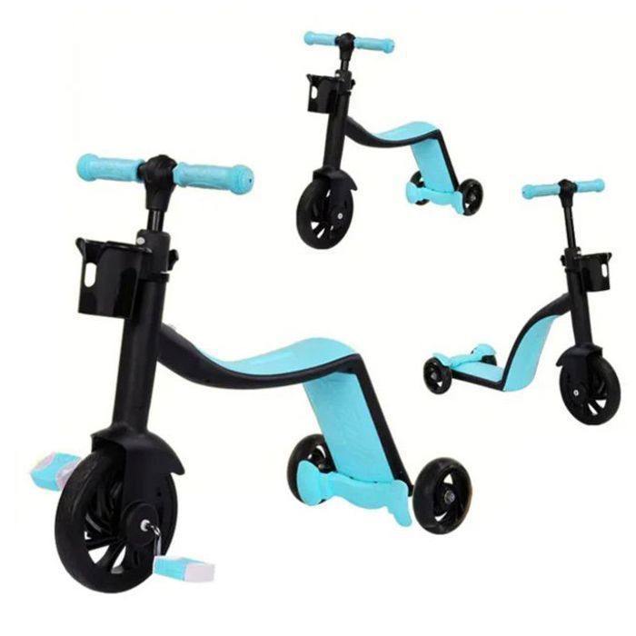 Tricycle Trottinette Scooter 3 en 1 multifonctionnel réglable pour enfants- lumières dynamiques Dans roue arrière