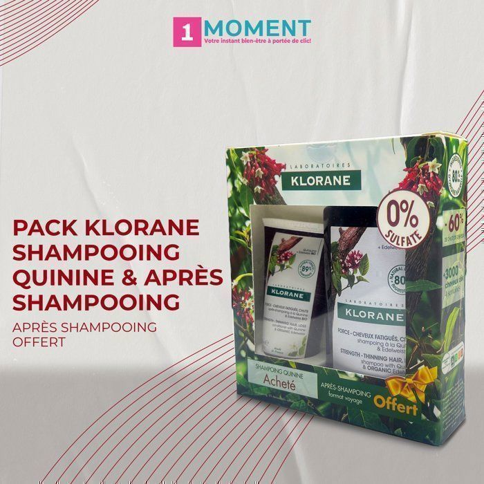 KLORANE -   SHAMPOING A LA QUININE+EDELWEISS BIO 200ML -  Baume 50ml offert