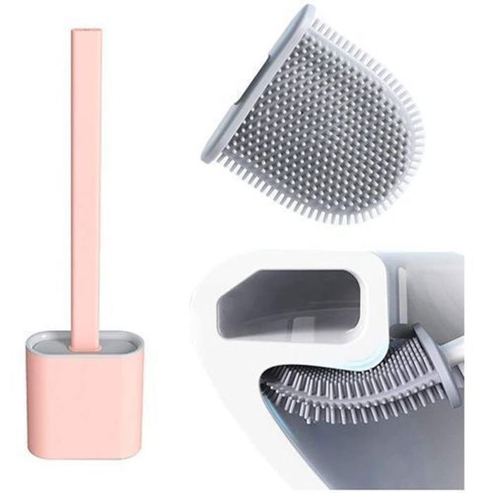 Brosse De Toilette wc en Silicone Flexible avec Support moderne, couleur aliatoire