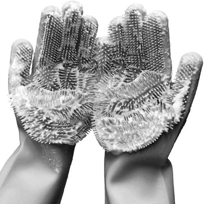 Gants Silicone lavage multifonctions, nettoyage Cuisine, Vaisselle, Animaux, etc, couleur aliatoire