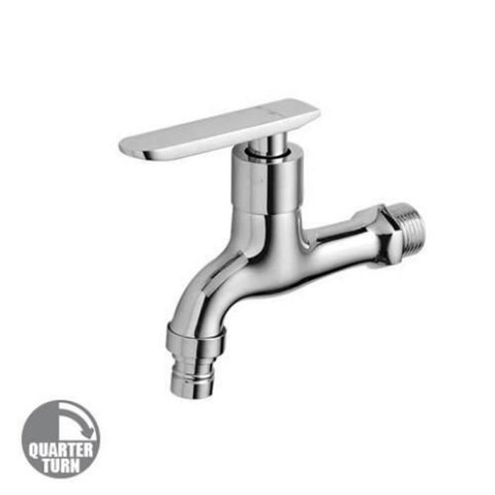 Robinet de machine à laver - Chrome - Alliage de zinc - Montage mural - Style contemporain - Monotrou