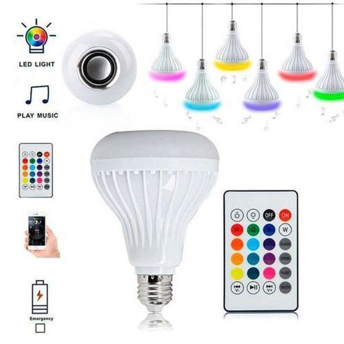 Ampoule Bluetooth LED - Non spécifié - RGB - Haut-parleur audio stéréo - Télécommande - Multicolore