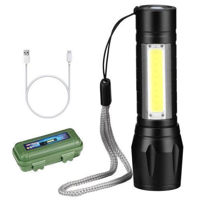 Lampe de Poche Tactique LED – Rechargeable – 3 Modes d'Éclairage – Aluminium Aéronautique – Résistante à l'Eau (IPX4)