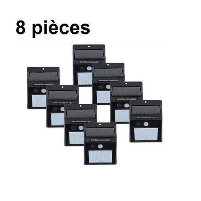 Lampe solaire - Solar Light - Pack x8 - 20 LED - Rechargeable - Détecteur de mouvement