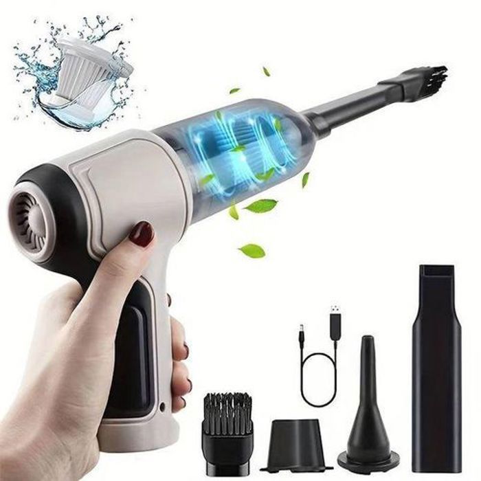 Aspirateur de voiture et souffleur d'air gris sans fil rechargeable haute puissance, Couleurs aléatoires