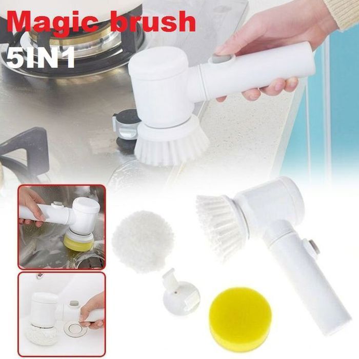 Brosse de nettoyage électrique sans fil 5IN1 avec 3 têtes de brosse, Magic brush