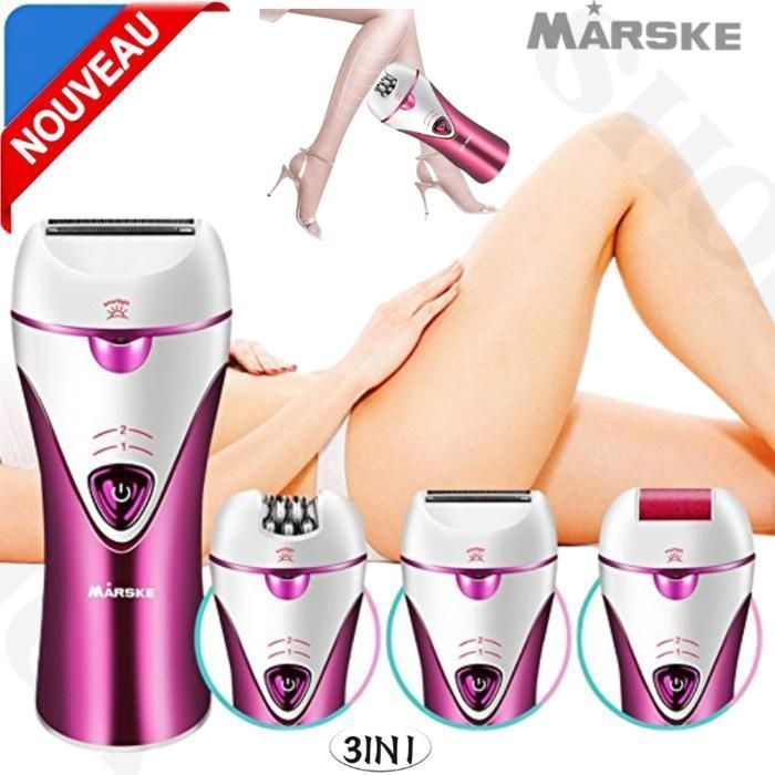 Épilateur Rasoir Électrique pour Femme 3 en 1  Pédicure Râpe à Pied, Epilateur Épilation Pour Bikini/Aisselles/Visage/Jambes