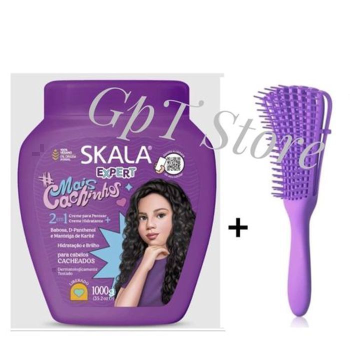 Skala Crème Mais Cachinhos 2en1 kids+Brosse coiffante boucles violet - 1000g