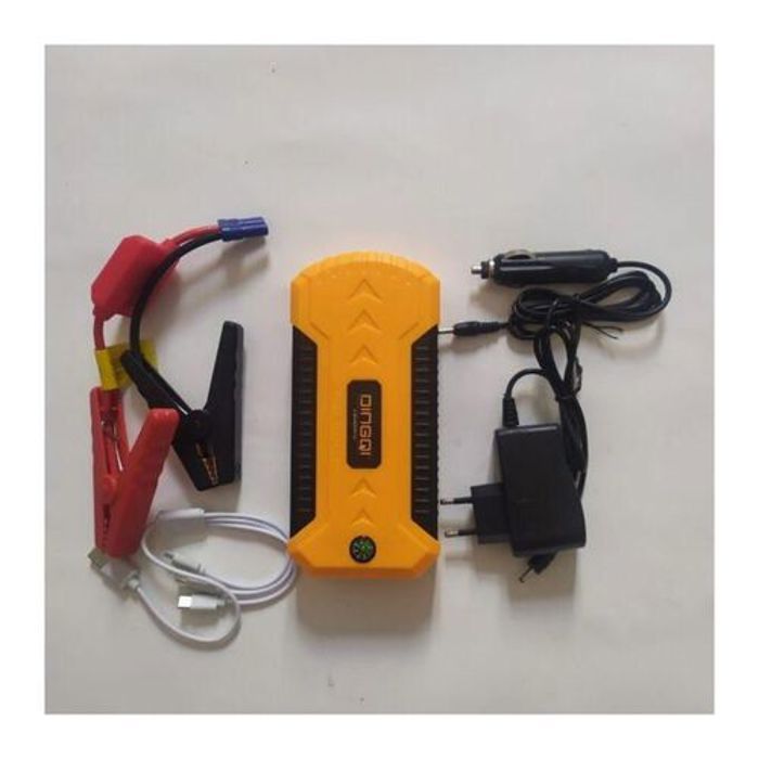 DINGQI Démarreur d'urgence de saut de voiture, batterie d'alimentation, avec double sortie USB, torche LED, SOS