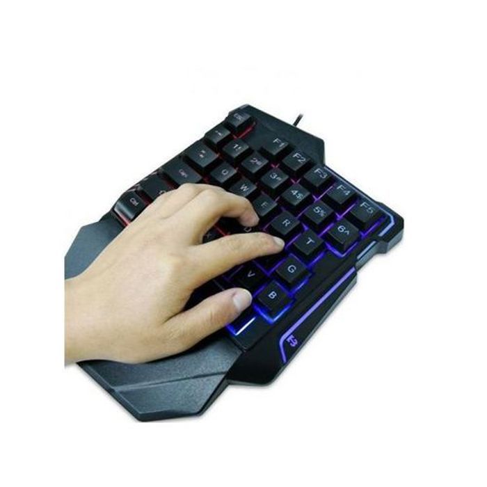 Clavier Gamer - Jedel - Mini Clavier à une main - 35 touches - Rétroéclairage LED - Ergonomique