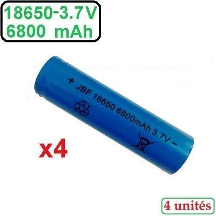 4 batteries 3.7V 18650 Li-ion rechargeables 6800 mah -sans emballage-
