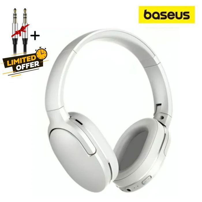 Casque Sans Fil Baseus D02 Pro – Blanc avec Câble Jack Inclus