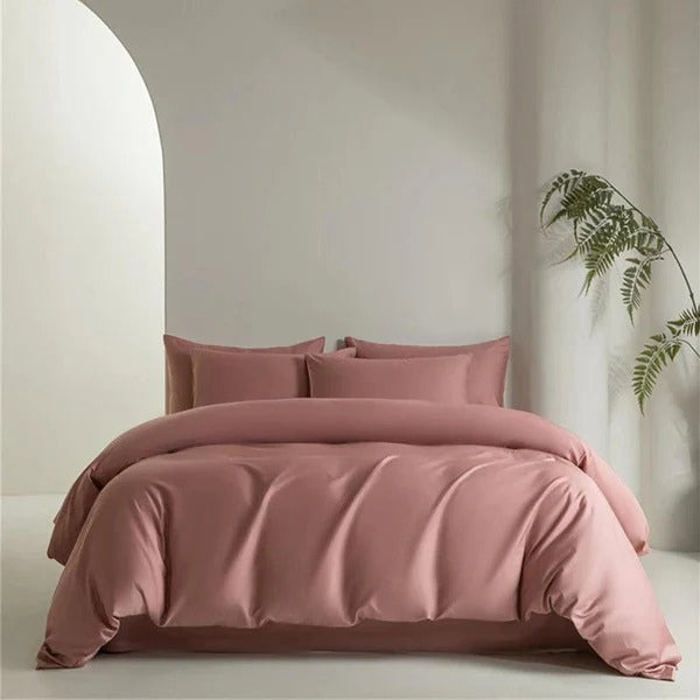 Housse de couette + 1 taie d'oreiller  160/220 Percale 100% coton vieux rose