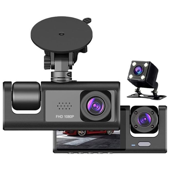 DashCam DVR caméra voiture 3 canaux HD 1080P avant arrière enregistreur vidéo